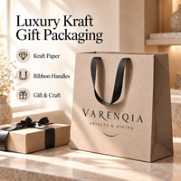 Sacs cadeaux de luxe en papier kraft avec poignées en ruban noir, logo personnalisé pour emballage de détail en boutique, commandes en gros pour les magasins de cadeaux
