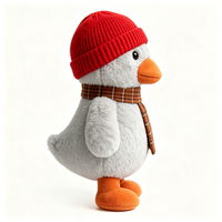 Peluche pingouin mignonne en tricot avec bonnet rouge et écharpe à carreaux, douce, cadeau de Noël en gros