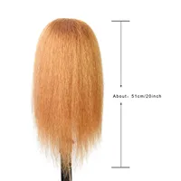 Tête de Mannequin Professionnelle pour Coiffure, Support de Perruque, Cheveux Humains Yaki, Outil d'Entraînement pour Coiffeur, Pratique de Coiffure, Extension de Cheveux
