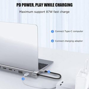 Hub USB C 12 <span class=keywords><strong>en</strong></span> 1, PD 87W, 4K HD, Gigabit Ethernet, lecteur de <span class=keywords><strong>carte</strong></span> SD/TF, VGA, audio 3,5 mm, USB 3.0, type C, pour ordinateur portable, voiture, bureau, maison - Product Image 3