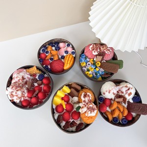 Tự nhiên làm bằng tay dễ thương Kem ngũ cốc Donut thực phẩm Trái Cây dừa Vỏ bát nến thơm tráng miệng nến - Product Image 2