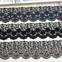 Bordure en dentelle brodée colorée, dentelle décorative pour vêtements, bordure en dentelle pour abaya, kaftan et décoration de robes traditionnelles malaisiennes