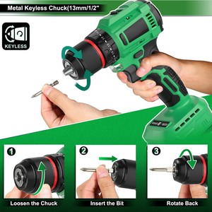 Taladro de impacto inalámbrico de 20V con motor sin escobillas, destornillador variable, portabrocas metálico de 13mm, OEM personalizable, envío directo EE. UU. CD-20HZZ-13 Co - Product Image 3