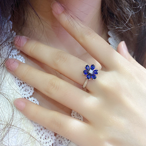 Simple 925 Sterling Silver Flower Lab Made <strong>Ruby</strong> Gemstone <strong>Ring</strong> With 1.44ct Pear Cut <strong>Red</strong> <strong>Ruby</strong> - Product Image 2