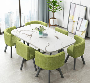 Ensemble de Table à <span class=keywords><strong>manger</strong></span> et <span class=keywords><strong>chaise</strong></span> en marbre, <span class=keywords><strong>salle</strong></span> à <span class=keywords><strong>manger</strong></span> moderne de style nordique, en tissu permettant de gagner de l'espace, vente en gros, 2022 - Product Image 1