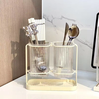 MIXWARES Égouttoir à ustensiles de cuisine transparent avec support métallique, style nordique, pour couverts et baguettes, organisateur de rangement domestique