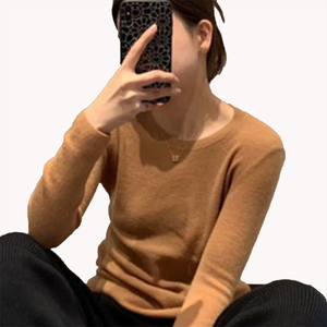 Couche de base en laine fine pour femmes, col rond, couche intérieure fine, pull ample et polyvalent, couche de base en tricot populaire - Product Image 2