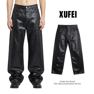 XUFEI OEM Logo personnalisé Fabricant de haute qualité Streetwear Denim ciré lavé 100% coton <span class=keywords><strong>Jeans</strong></span> de créateur pour hommes - Product Image 1