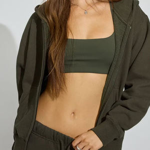 เสื้อฮู้ดดี้สตรีทแวร์ผู้หญิง แขนยาว สีพื้น แต่งโลโก้ได้ตามต้องการ แฟชั่นใหม่สำหรับฤดูหนาว ซิปหน้า ผ้าฝ้าย 100% - Product Image 3