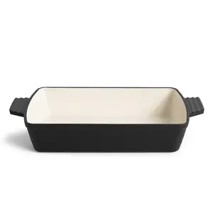 Bright Houseware New Black 33cm Roasting Pan Custom Kitchen Cookware Lasagna Pan Non Stick Rectangle Enamel Cast Iron Bakeware