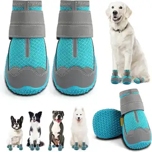 Zapatos impermeables de invierno para perros directos de fábrica con suela transparente, zapatos antideslizantes cálidos para perros grandes para perros