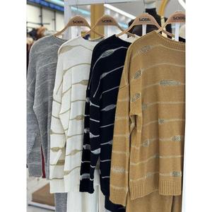 Ensemble de pulls en tricot pour femmes Ellery 9970, imprimé pailleté, tissu tricoté anti-boulochage - Product Image 1