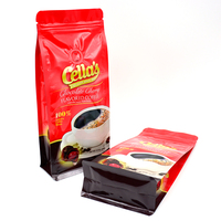 Sachet de café en poudre à livraison rapide avec valve et fermeture éclair refermable, résistant à l'humidité et à la lumière, barrière anti-oxygène, fond plat