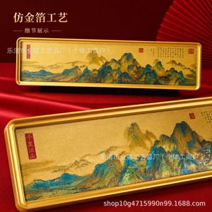 A Panorama of Rivers and Mountains Ornament Gold Foil Landscape <b>Painting</b> With <b>Frame</b> <b>For</b> Home Office Decoration Gift - Product Image 1