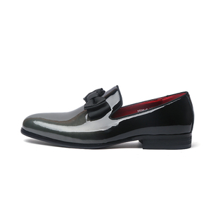 De zapatos de cuero de punta estrecha de encaje con lazo boda fiesta resbalón en <span class=keywords><strong>mocasines</strong></span> para hombres - Product Image 1