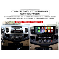 Reproductor de DVD Android 13 para Auto KZS de 12.3 Pulgadas con Navegación Ultrafina de Borde Estrecho para Toyota Fortuner 2008-2015