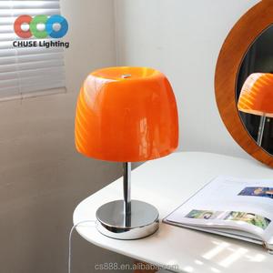 Mini lampe de table led E27 en verre, forme <span class=keywords><strong>champignon</strong></span>, design nordique, veilleuse pour la décoration intérieure, Orange <span class=keywords><strong>et</strong></span> blanche - Product Image 1