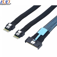 Kabel Ekstensi Data Server PCI-E 5.0 GEN5 MCIO 8i 74PIN ke 2 * Slimline SFF-8654 4i Grosir Pabrik 0.5M 1M