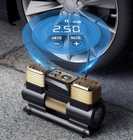 Compresseur d'air portable double cylindre 12V haute puissance 150W avec écran numérique LED, entrée Type-C 5V, kit d'urgence pour voiture et moto