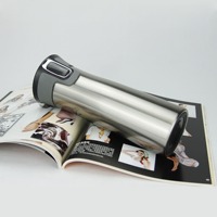 Thermos de voyage isotherme en acier inoxydable à double paroi, 500 ml, ouverture à une pression, anti-fuite, maintien au chaud 6-12 heures, pour voiture et bureau