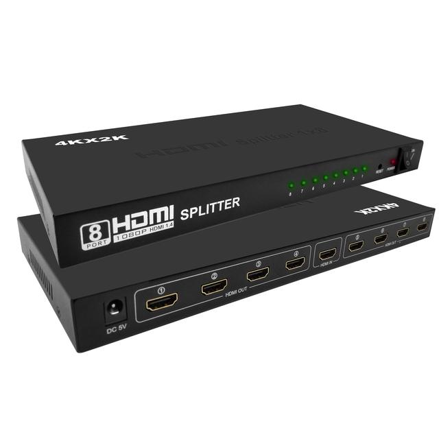 4K*2K 3D 8 Port Hdmi Splitter 1 in 8 Out Audio Video V1.4 Amplifier  hdmi Splitter 1x8 Converters for Hd Tv Ps3