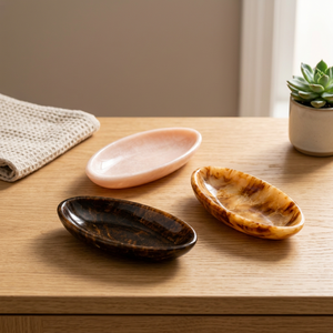 Assiettes à beurre ovales en résine, faites à la main, polies, écologiques, style américain, couleur unie, design minimaliste, vaisselle et assiettes - Product Image 1