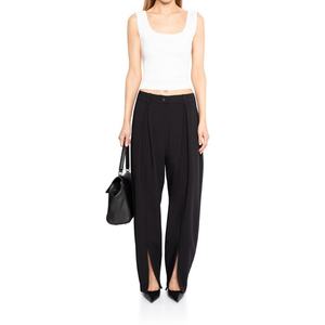 กางเกงสูทพลีทผู้หญิงแฟชั่นใหม่ยอดนิยม ซิปเปิดข้าง เอวสูง ผ้าฝ้าย กางเกงทำงาน - Product Image 4