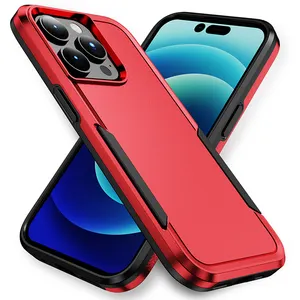 Casing ponsel Bumper TPU 2-in-1, aksesori ponsel keras tahan guncangan, casing ponsel Bumper TPU PC 2-in-1 untuk iPhone 11 12 13 14 15 Pro Max