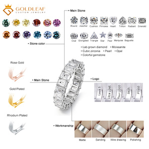 Anillo de Compromiso de Lujo Unisex Chapado en Oro de 18k, 14k, 10k con Diamante Cultivado en Laboratorio IGI de 5-10CT Personalizado por Goldleafgem, Esmeralda VVS VS DEF - Product Image 5