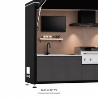 Dapur Luar Ruangan Grosir 2900mm Kanopi Lipat Bermotor Kompor Induksi 4 Tungku Gas dan Panggangan Arang, Harga Pabrik