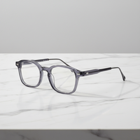 Montures de lunettes rétro en acétate épais avec branches métalliques – Montures optiques en acétate pur pour hommes et femmes