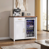 Meuble Bar à Café Moderne avec Mini-Réfrigérateur, Casier à Vin, Rangement pour Liqueurs, Buffet et Station Boissons pour Salon, Salle à Manger et Maison