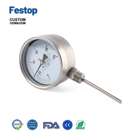Termometer Bimetal Ganda Tahan Ledakan Kontak Listrik Transmisi Jarak Jauh Penunjuk Aksial Radial IP55 Baja Tahan Karat