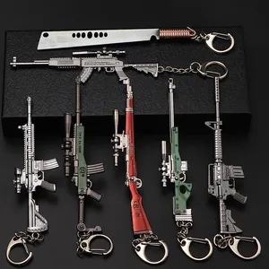 Hot Mini Metal Rubber Band Hand Guns Valorant Butterfly Knife Keychain Accessories
