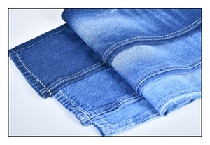 9,7 OZ peso ligero anillo hilado OA urdimbre Slub hilo Boyfriend tela vaquera rígida en <span class=keywords><strong>Color</strong></span> <span class=keywords><strong>índigo</strong></span> para jeans de mujer - Product Image 4