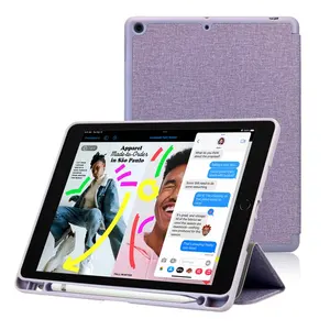 10.2 Inch Luxe Leather Case Voor Ipad 9th Generatie Met Potlood Houder Effen Kleur Tpu Back Magnetische Tablet Covers