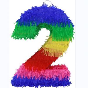 Décorations de fête d'anniversaire pour enfants, sport et divertissement, piñata colorée numéro deux pour les célébrations de fiesta - Product Image 1