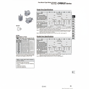 กระบอกลูกสูบแบบโรตารี่ CDRBU2JU10-90SZ นิวเมติก SMC - Product Image 1
