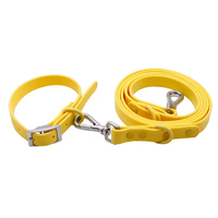 NOVIPET Ensemble laisse et collier pour chien en PVC imperméable, couleur unie, personnalisable pour la promenade et l'entraînement, équipement canin écologique