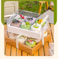 Boîte à gâteaux portable à quatre compartiments, 4/6 trous, multi-pièces, transparente, pour emballage de desserts, boîtes d'expédition, petites coupelles à mousse, vente chaude
