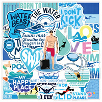 50 Pegatinas Motivacionales para Atletas de Natación, Calcomanías de Vinilo con Diseño Deportivo, Pegatinas Impermeables para Regalo de Equipo de Natación