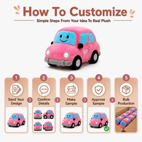 Jouet en peluche voiture rose personnalisé OEM ODM - Véhicule en peluche doux en gros pour mascotte de marque et cadeau, faible MOQ