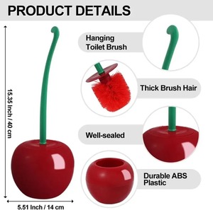 Cepillo de Inodoro con Forma de Cereza, Juego de Soporte para Cepillo de Baño, Cepillo Creativo y Encantador para Limpieza de Inodoros - Product Image 6
