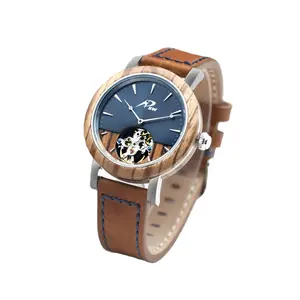 कारखाना थोक लकड़ी कलाई पुरुषों चमड़े watchband स्वचालित घड़ी यांत्रिक घड़ी लक्जरी घड़ी