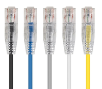 Kabel patch UTP Cat6A slim RJ45 tembaga, kabel ethernet ultra tipis untuk pusat data berdensitas tinggi