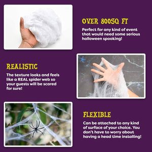 Telaraña Artificial <span class=keywords><strong>de</strong></span> 20g, Decoraciones <span class=keywords><strong>de</strong></span> <span class=keywords><strong>Halloween</strong></span> <span class=keywords><strong>para</strong></span> Interiores y Exteriores, Incluye Arañas Espeluznantes, Decoración <span class=keywords><strong>de</strong></span> Jardín - Product Image 3