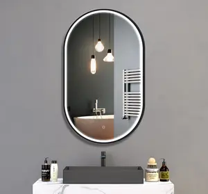 Moderner Touchscreen LED Smart Wand montage Oval gerahmter Badezimmers piegel mit LED-Licht