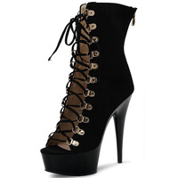 15cm Discothèque Scène Marche Fétiche Chaussures Gothique Pole Dancer Stripper Sexy Lace up Bottes Sexy Queen Plus Size Travesti