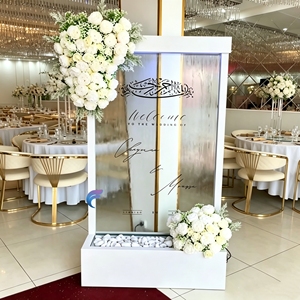 Elegant Acrylic Wedding Welcome Sign Rectangle Tabletop Indoor Customized <b>Name</b> Display with Floral Decor - Product Image 5