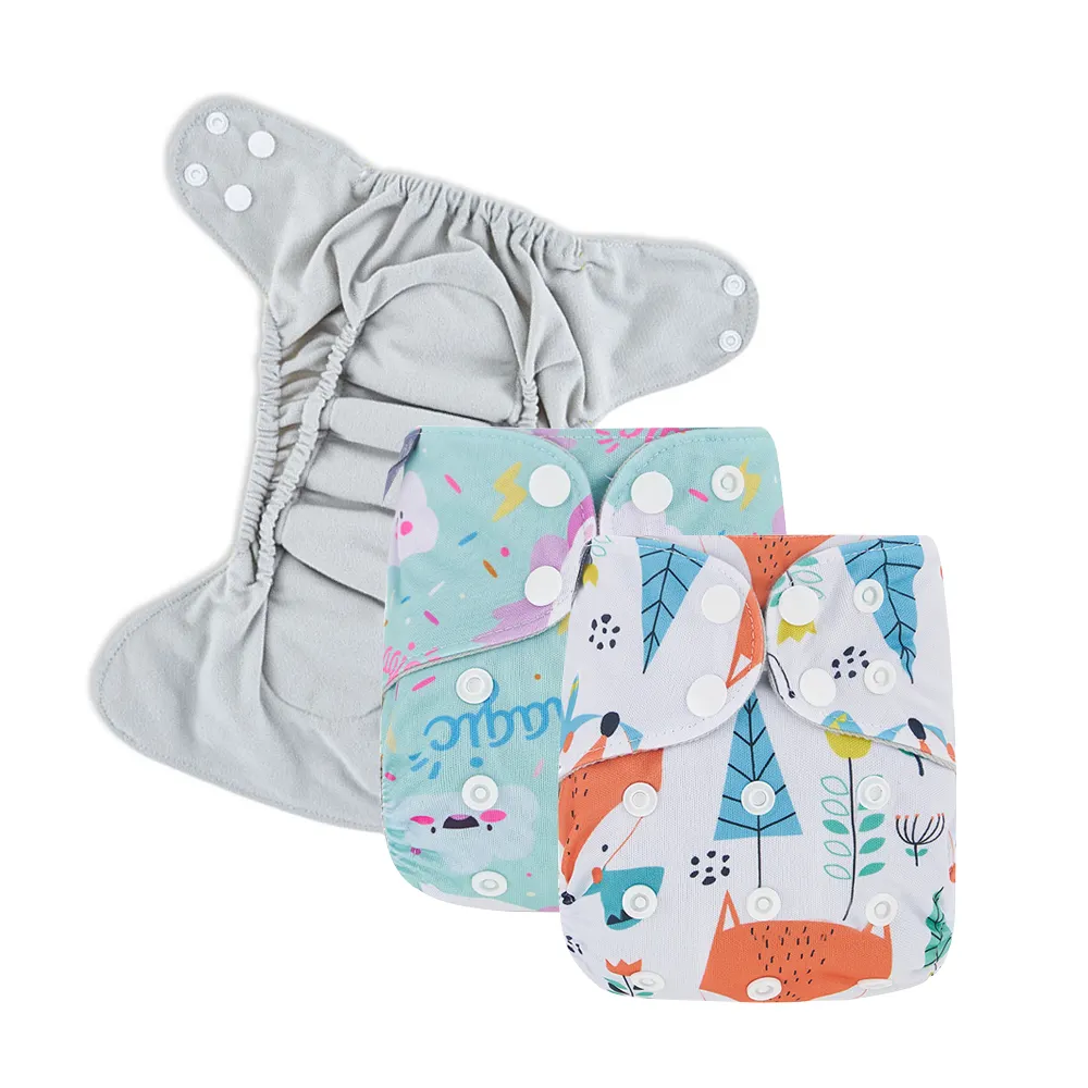 Elinfant 3-15KG Baby Stoff Windeln Weiche graue Wildleder Stoff All In One Baby Stoff Windeln für Babys